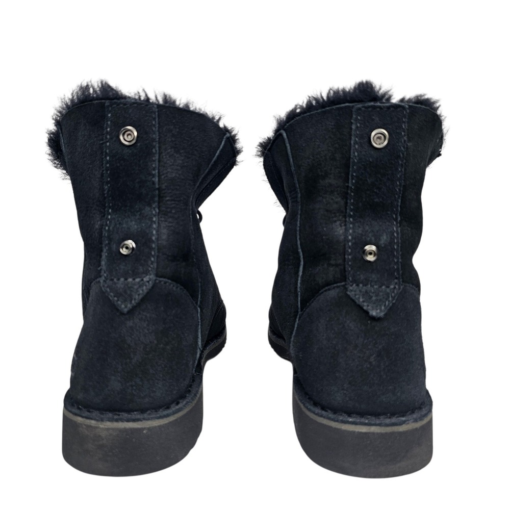 UGG Quincy Womens 7.5 Black Suede Shearling Lace Up Ankle Boots 1012359 - Picture 9 of 10